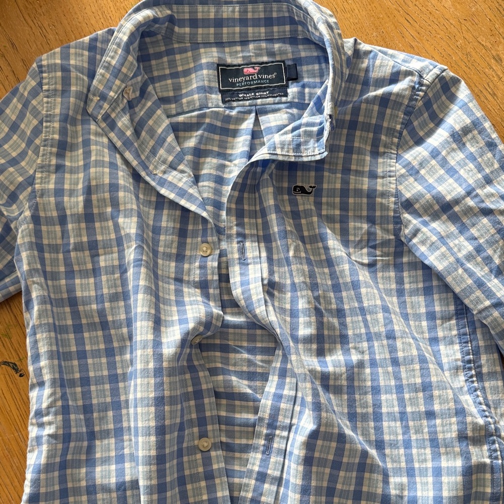 Vineyard Vines Men's Light Blue Checkered Shirt